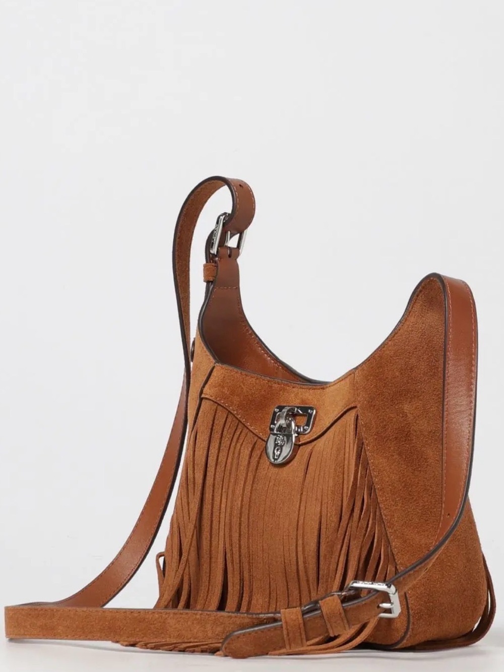 Lauren Ralph Lauren Tanner Small Suede Fringe Shoulder Bag Tan $325 - Picture 12 of 14